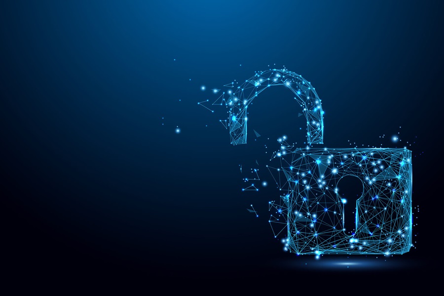 Padlock on a blue background